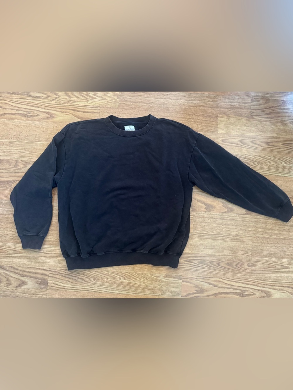 aerie Women’s Cotton Black Crewneck Pullover Sweatshirt - Large